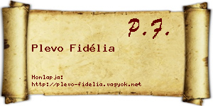Plevo Fidélia névjegykártya